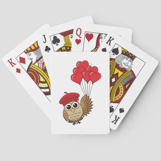 カワイイ飛んでいるフクロウハートバルーン トランプ (裏面)