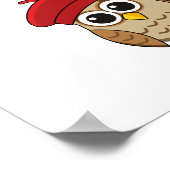 カワイイ飛んでいるフクロウハートバルーン ポスター (角)