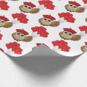 カワイイ飛んでいるフクロウハートバルーン ラッピングペーパー (角)