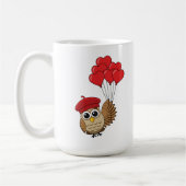 カワイイ飛んでいるフクロウハートバルーン |名前の追加 コーヒーマグカップ (左)