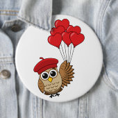 カワイイ飛んでいるフクロウハートバルーン 缶バッジ (インサイチュ)