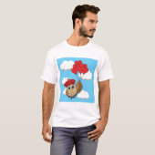 カワイイ飛んでいるフクロウハートバルーン Tシャツ (正面フル)