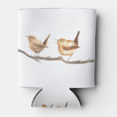 カワイイ鳥の水色の森林野生生物 缶クーラー (正面)