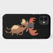 カワイイ+おもしろい+ヘラジカ+帽子+ヒゲ+動物好き Case-Mate iPhoneケース (裏面(横))