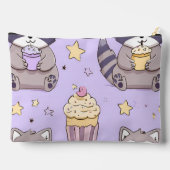 カワイイ・アライグマとカップケーキの柄のオリジナルグッズ アクセサリーポーチ (裏面)