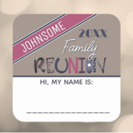 カワイイ！カスタムファミリ懇親会名タグシール スクエアシール