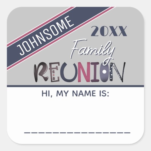 カワイイ！カスタムファミリ懇親会名タグシール スクエアシール (正面)