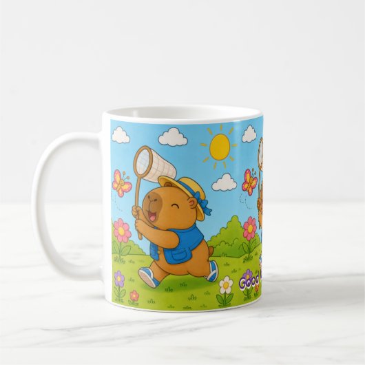 カワイイ カピバラ チョウ 名前入り マグカップ (左)