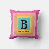 カワイイ&カラフルモノグラム文字の名前ガーリーおもしろい クッション (裏面)