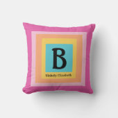 カワイイ&カラフルモノグラム文字の名前ガーリーおもしろい クッション (正面)
