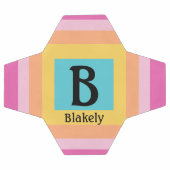 カワイイ&カラフルモノグラム文字の名前ガーリーおもしろい サッカーボール (フラット)