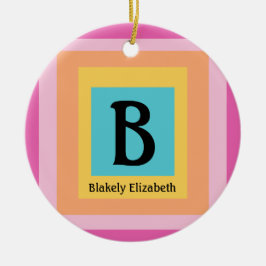 カワイイ&カラフルモノグラム文字の名前ガーリーおもしろい セラミックオーナメント