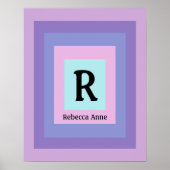 カワイイ&カラフルモノグラム文字の名前ガーリーおもしろい ポスター (正面)