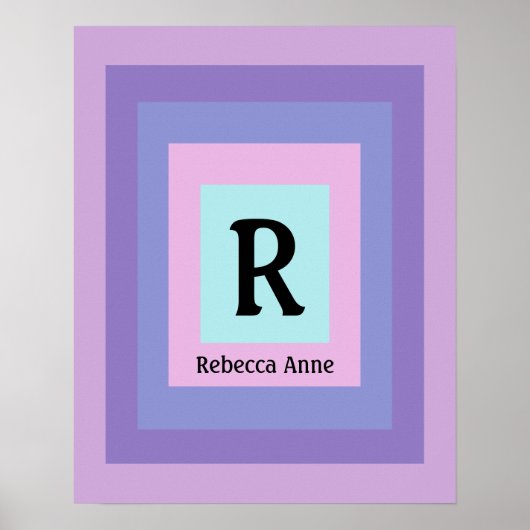 カワイイ&カラフルモノグラム文字の名前ガーリーおもしろい ポスター (正面)