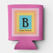 カワイイ&カラフルモノグラム文字の名前ガーリーおもしろい 缶クーラー (裏面)