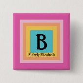 カワイイ&カラフルモノグラム文字の名前ガーリーおもしろい 缶バッジ (正面)