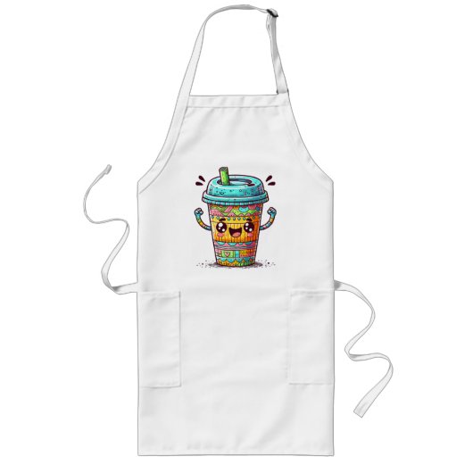 カワイイ コーヒー ロングエプロン (正面)
