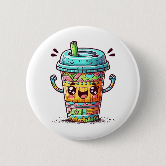 カワイイ コーヒー 缶バッジ (正面)