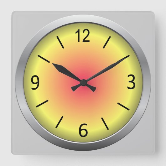 カワイイ&シェーカラフルド スクエア壁時計 (正面)