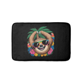 カワイイ・トロピカル・ナマケモノ - かわいい夏の雰囲気 レインボー バスマット