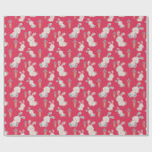 カワイイ&ハッピーイースターバンニーズレッド ラッピングペーパー (フラット)
