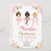 カワイイ・バレリーナ誕生日のシャワーの招待状 招待状 (正面/裏面)