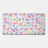 カワイイ&パステルカラフルハートパターガーリーンカワイイ デスクマット (正面)