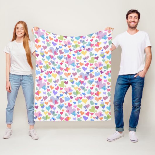 カワイイ&パステルカラフルハートパターガーリーンカワイイ フリースブランケット (インサイチュ)
