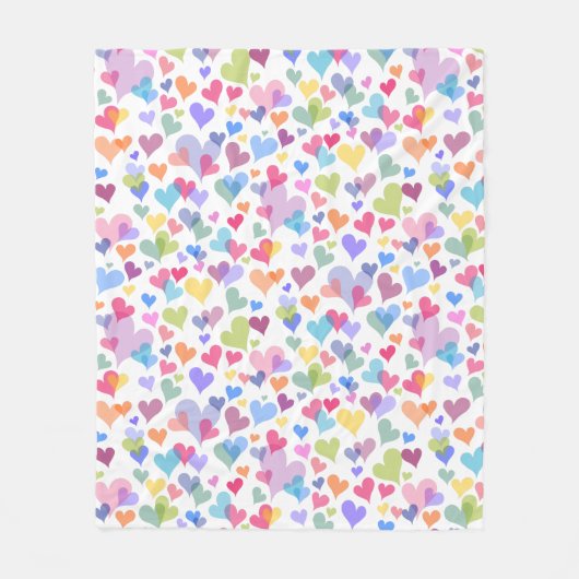 カワイイ&パステルカラフルハートパターガーリーンカワイイ フリースブランケット (正面)