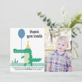 カワイイ！ワニの子供の誕生日パーティー サンキューカード (スタンド正面)