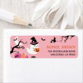 カワイイ&不気味幽霊ピンクハロウィーン差出人住所 ラベル (インサイチュ)