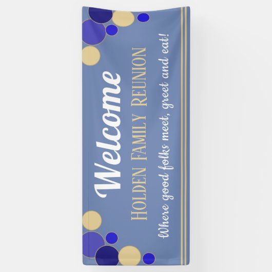 カワイイ！明るいファミリー懇親会のバナー（青） 横断幕 (縦)