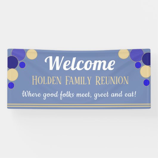 カワイイ！明るいファミリー懇親会のバナー（青） 横断幕 (横)