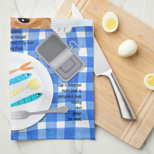 カワイオレンおもしろいジキャットブレックファーストレシピ キッチンタオル (四つ折り)