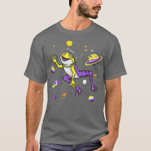 カワイカエルの宇宙非バイナリ旗源Genderqu Tシャツ