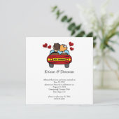 カワイカップルたった今結婚しました結婚ポストお祝い 招待状 (スタンド正面)