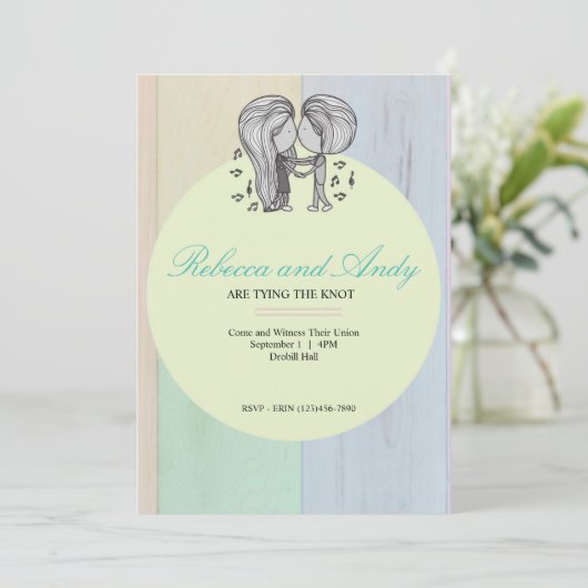 カワイカップル踊り結婚式招待状 招待状 (スタンド正面)