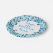 カワイカニシーアニマルズボーイハッピーバースデー ペーパープレート (アングル)