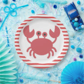 カワイカニ – レッド&ホワイトストライプ紙プレート ペーパープレート (パーティー)