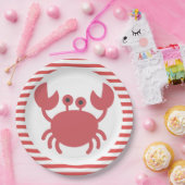 カワイカニ – レッド&ホワイトストライプ紙プレート ペーパープレート (パーティー)