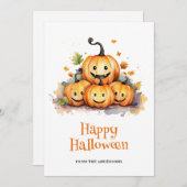 カワイカボチャ幽霊ハッピーハローウィンカード シーズンカード (正面/裏面)