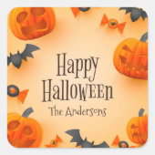 カワイカボンプキンスこうもりアンドスパイダーズハッピーハローウィン スクエアシール (正面)