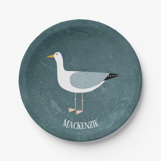 カワイカモメパーソナライズされた航海の ペーパープレート (正面)
