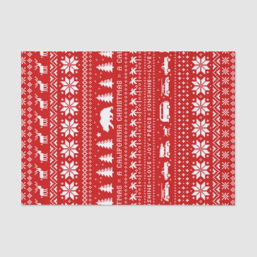 カワイカリフォルニアのクリスマス赤と白休暇 薄葉紙 (正面)