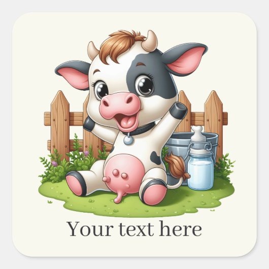 カワイカントリー牛の追加文字 スクエアシール (正面)