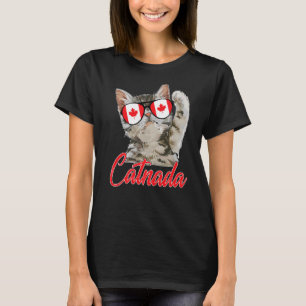 カワイカートカナダキャットメープルリーフカナダ国旗S Tシャツ