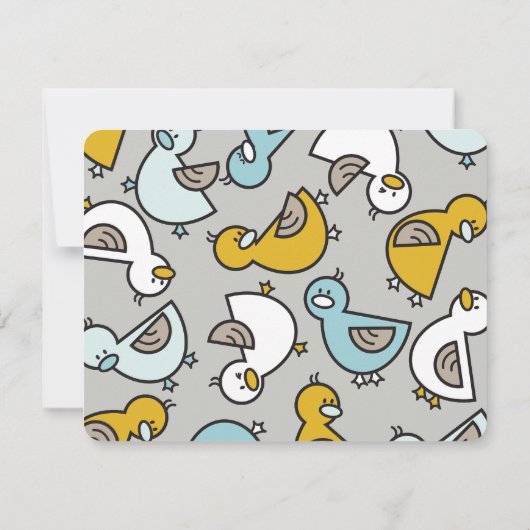 カワイカートカモ/ダクリングス男の赤ちゃんシャワー/誕生 サンキューカード (裏面)