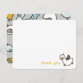 カワイカートカモ/ダクリングス男の赤ちゃんシャワー/誕生 サンキューカード (正面/裏面)