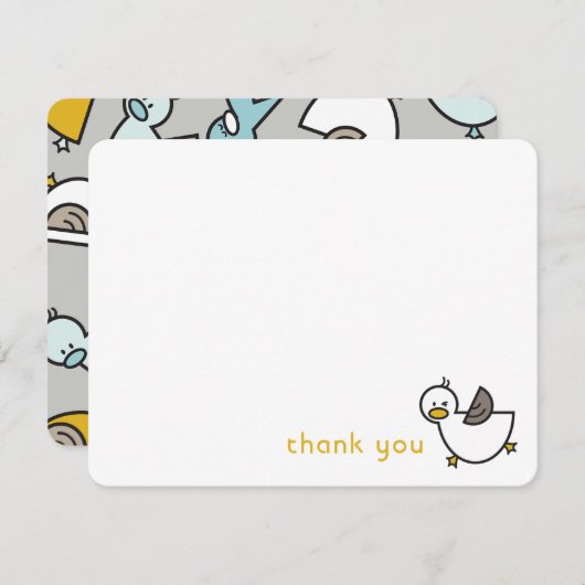 カワイカートカモ/ダクリングス男の赤ちゃんシャワー/誕生 サンキューカード (正面/裏面)