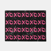 カワイガーリートピンクの黒大理石キューオハグキス ドアマット (正面)